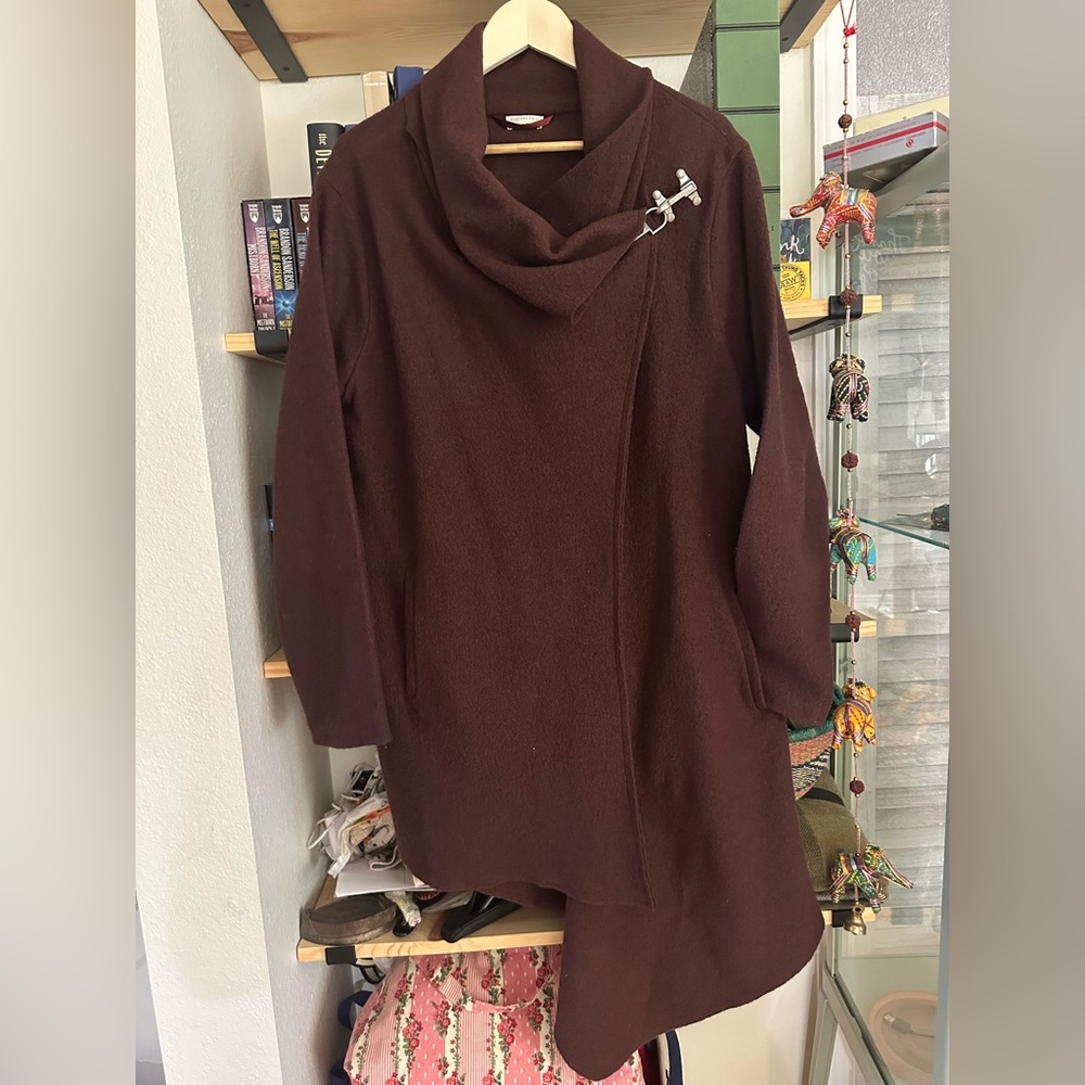 Asymmetrical Boiled Wool Coat